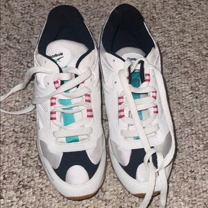 Reebok Women's White, Black, and Teal Sneakers